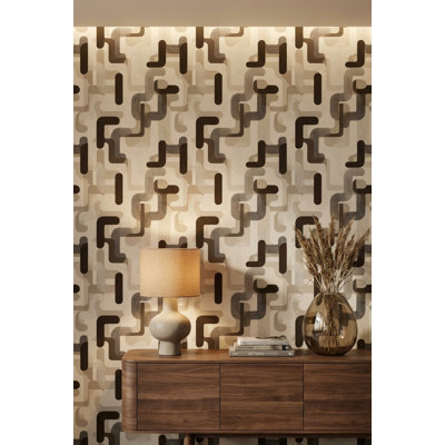 Papier peint fond blanc Mid Century Modern