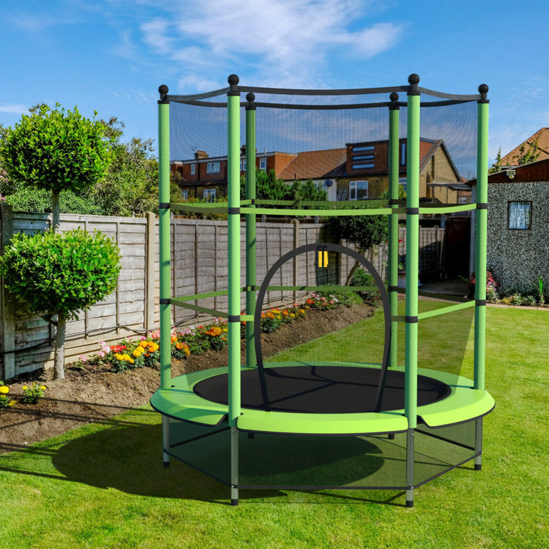 Green 55'' Kids Trampoline with Safety Enclosure Net