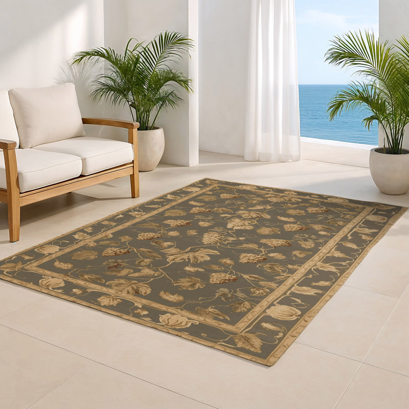 French Brown Indoor and Outdoor Area Rug, Rectangle 2' x 3'
