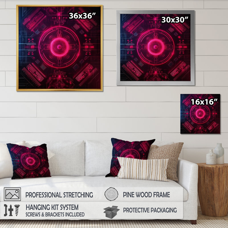 " Third Eye Chakra Mystical Circle ", 30" H x 30" W x 1" D, Black Floater Framed