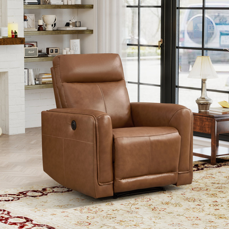 35.83" W Modern Premium Top-Grain Leather Power Reclining Chair With USB & Type-C, Ergonomic Design For Living Room(Set Of 2)