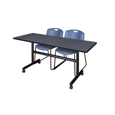 Kobe Flip-Top Training Nesting Table, 2 Zeng Stack Chairs