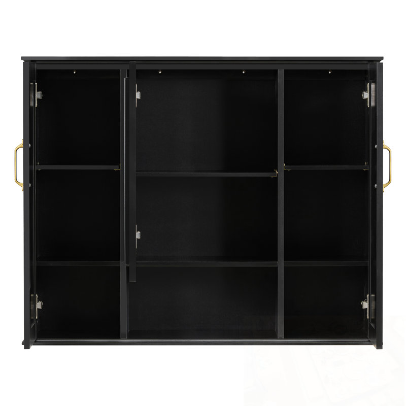 Armoire murale murale avec miroir et 3 portes Brimfield, Noir