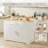 53.2'' Kitchen Storage Island with Drawers and Trash Can Cabinet, Modern Farmhouse Design for Efficient Space Utilization.-1296193040