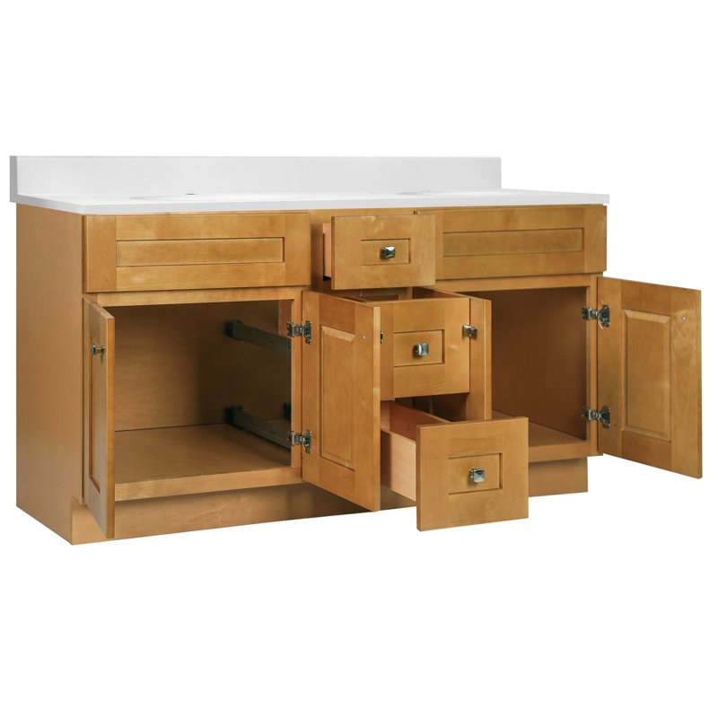 Brookings 61 Inch Bathroom Vanity with Cultured Marble Top, Assembled, Sherwin Williams– Design House, 21509, Brown