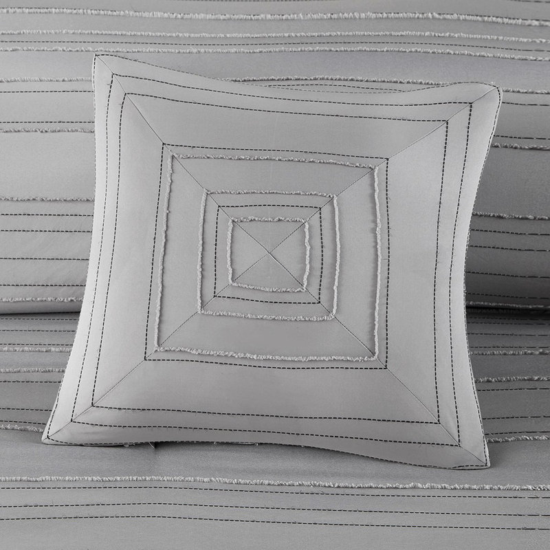 Ensemble d'édredon en jacquard à pince teintée avec coussin décoratif Gracie Mills Lucia, Édredon simple