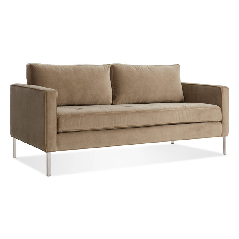 Paramount Loveseat, Otter Velvet Velvet, Stainless Steel