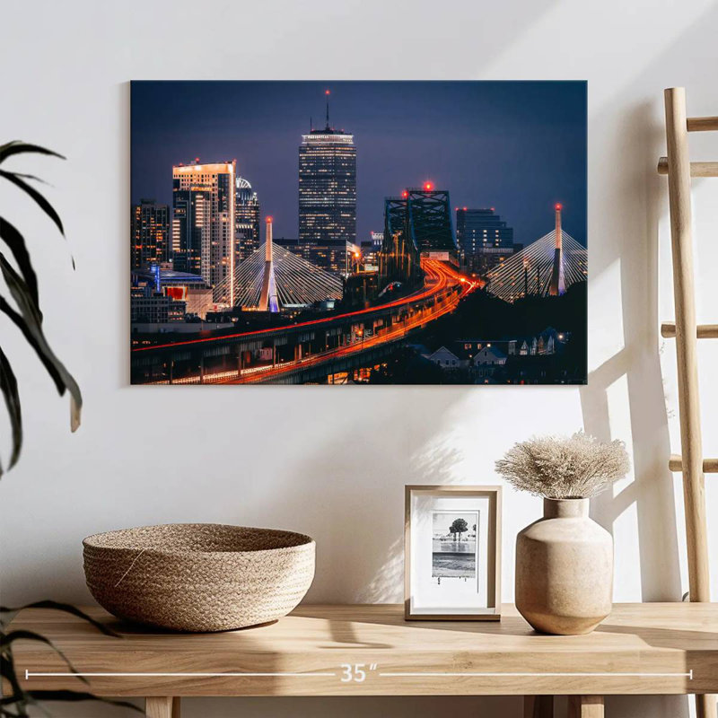 Lynelle Boston Nighttime Skyline, 16" H x 24" W