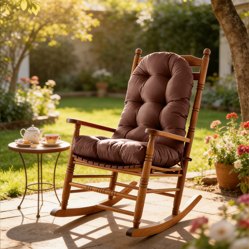 High-Back Seat Cushion - Waterproof Outdoor Adirondack Chair Cushion For Patio Furniture With Tie, Vibrant Color, Premium Elastic Padding, Multi-Scenario Use,Dark Brown