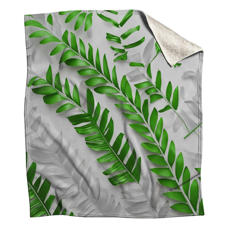 Couvertures de feuilles de palmier tropicales, L 50 po x H 60 po, Moyen vert blanc