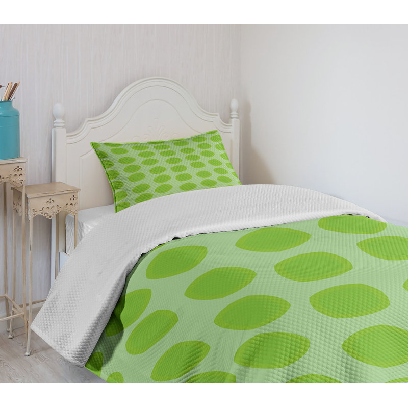 Lime Green Quilted Twin Bedspread Set with Pillow Sham