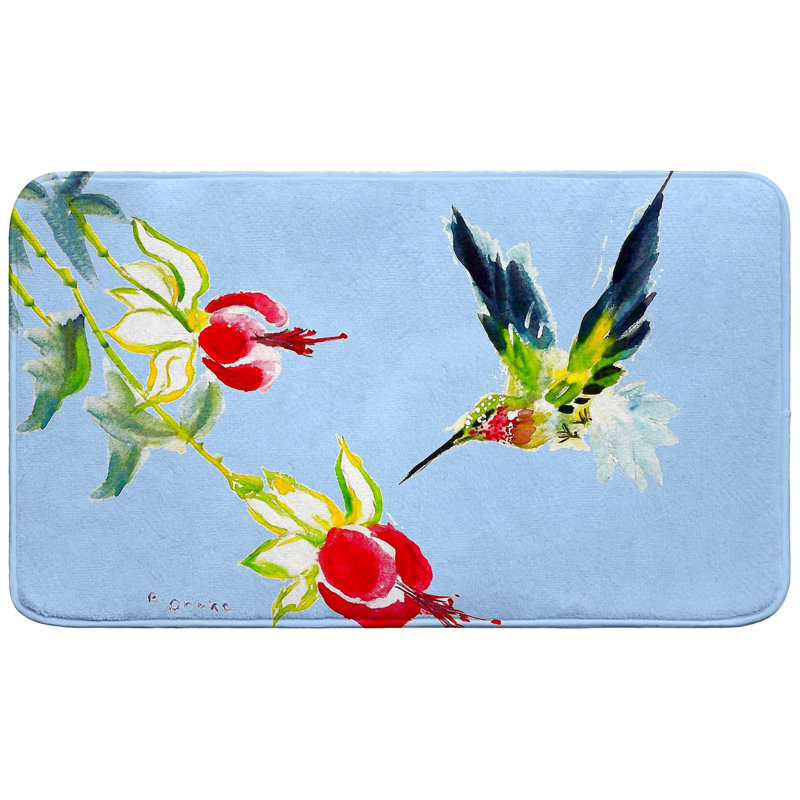 Colibri de Betsy sur tapis de bain, L 30 po x l 18 po, Sarcelle