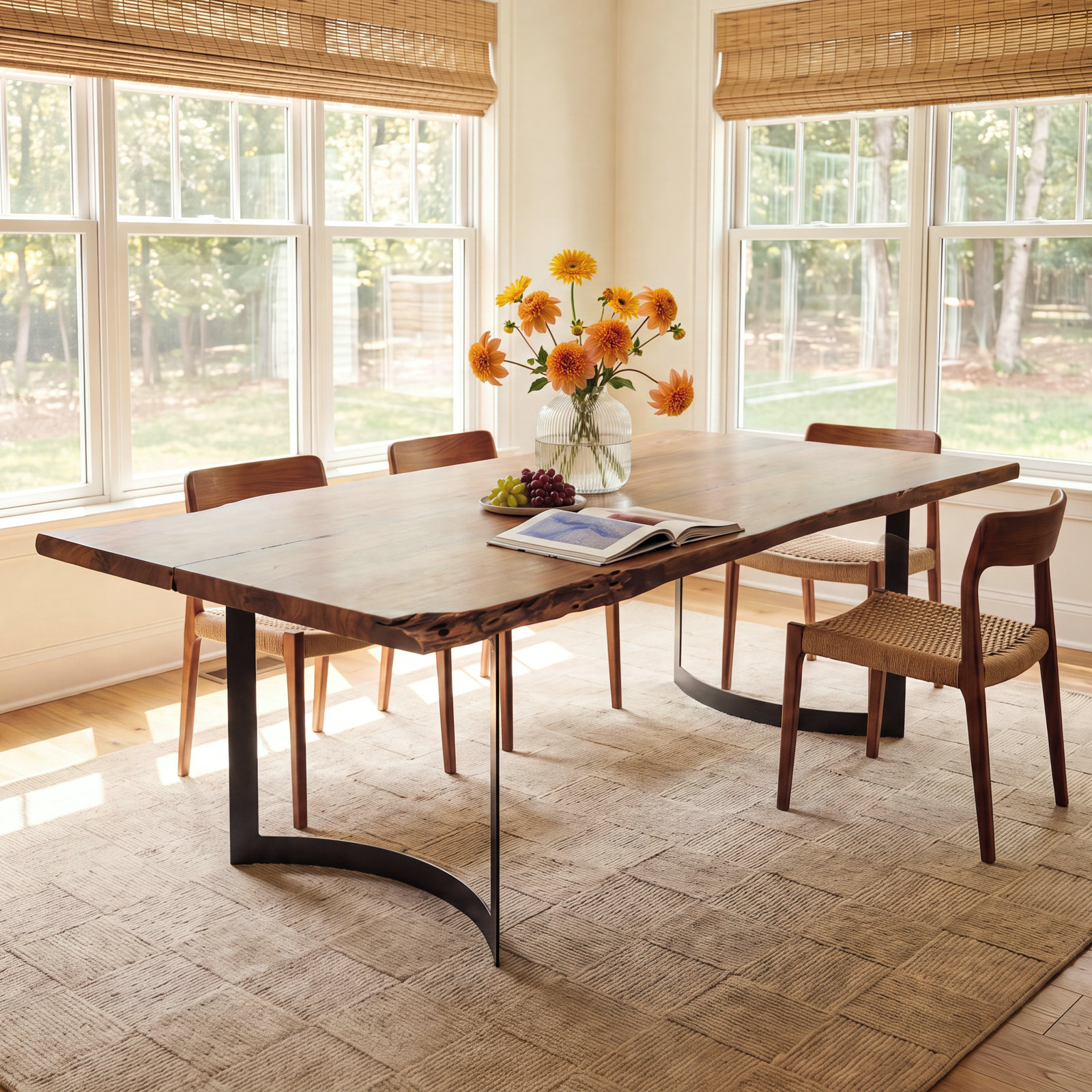 Burnell Acacia Dining Table, Brown, 118" L x 40" W