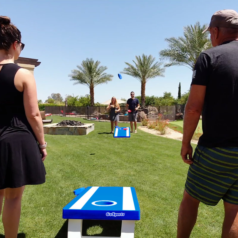 GoSports 2' x 4' All-Weather Cornhole Board Game Set - Outdoor Backyard Lawn Toss Game Set, Blue