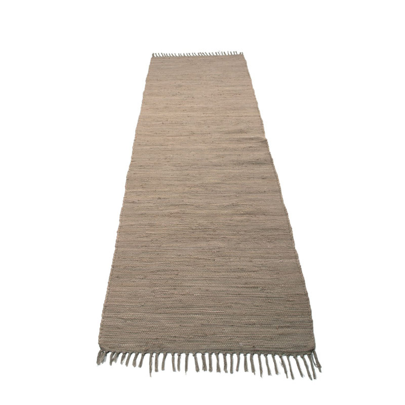 Chindi Uni Solid Colour Hand Crafted Hand Braided Taupe Area Rug, Rectangle 70 x 140cm