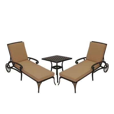 Outdoor Metal Chaise Lounge Set with Coffee Table (Set of 2) by Astoria Grand