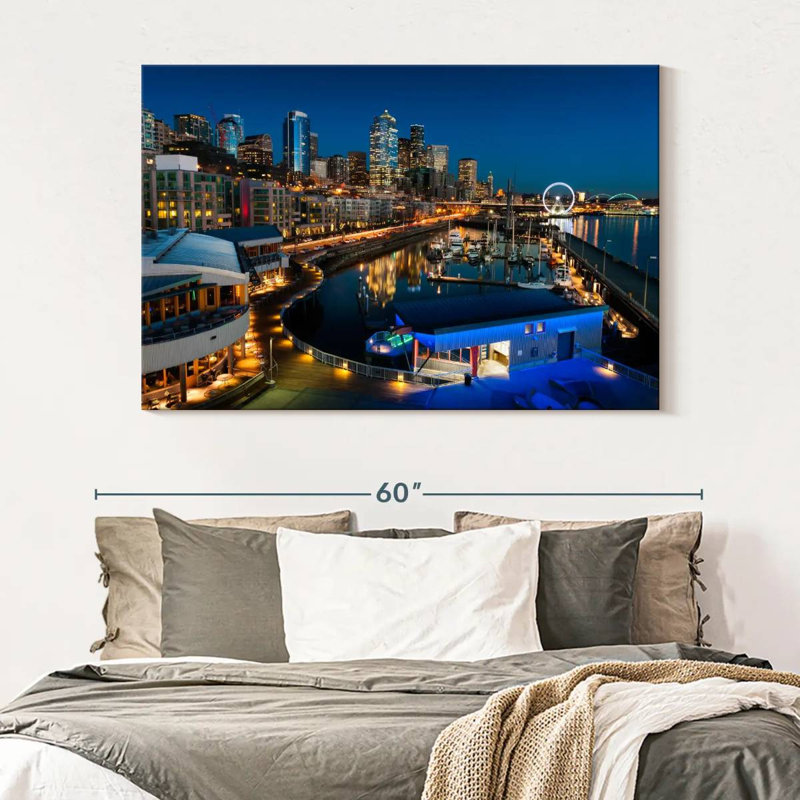Ravi Seattle Night Skyline, 34" H x 51" W