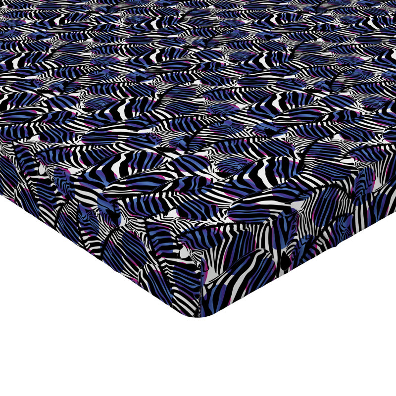 Drap-housse à motif floral Ambesonne, Drap-housse grand, Noir, blanc, violet / imprimé animal