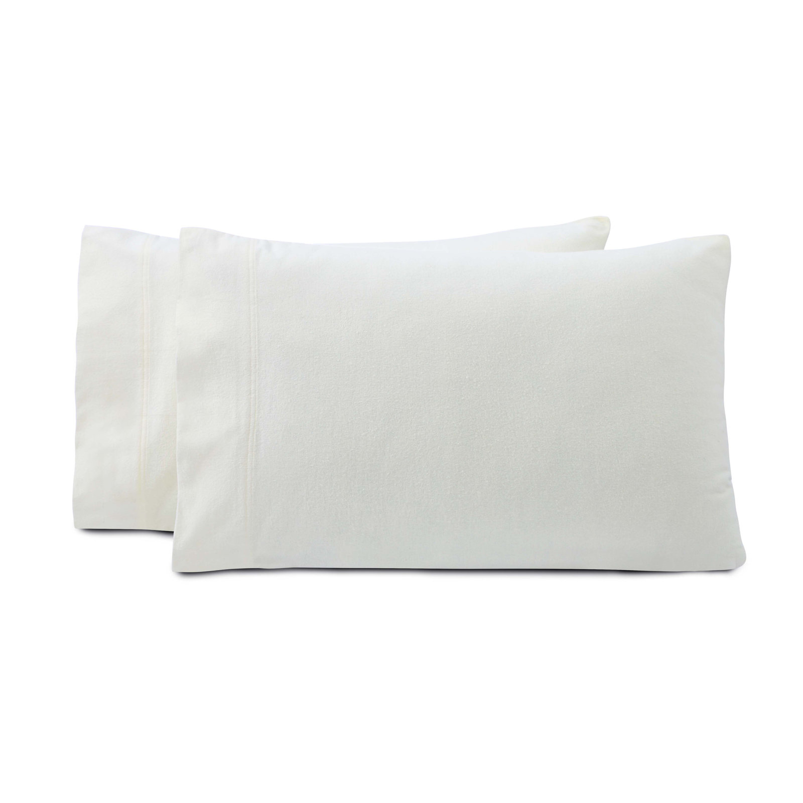 Rome Flannel Cotton Solid Fuzzy Warm Modern Pillowcases, Ivory, King