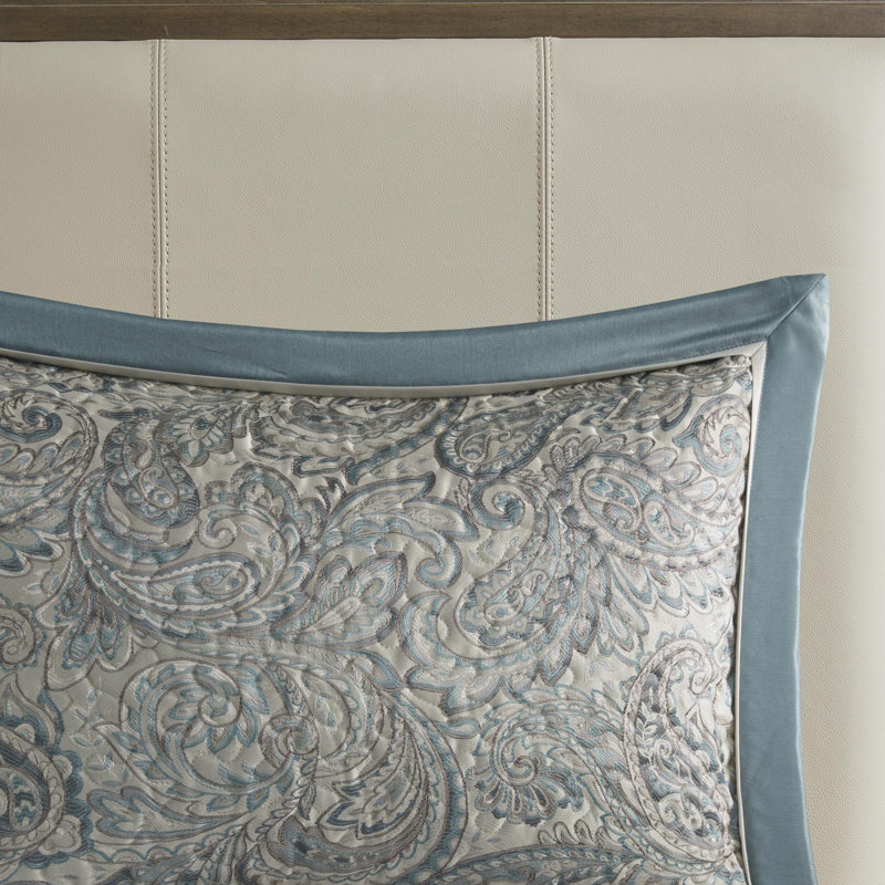 Polyester Jacquard Reversible Bedspread , Queen Bedspread + 4 Additional Pieces, Teal