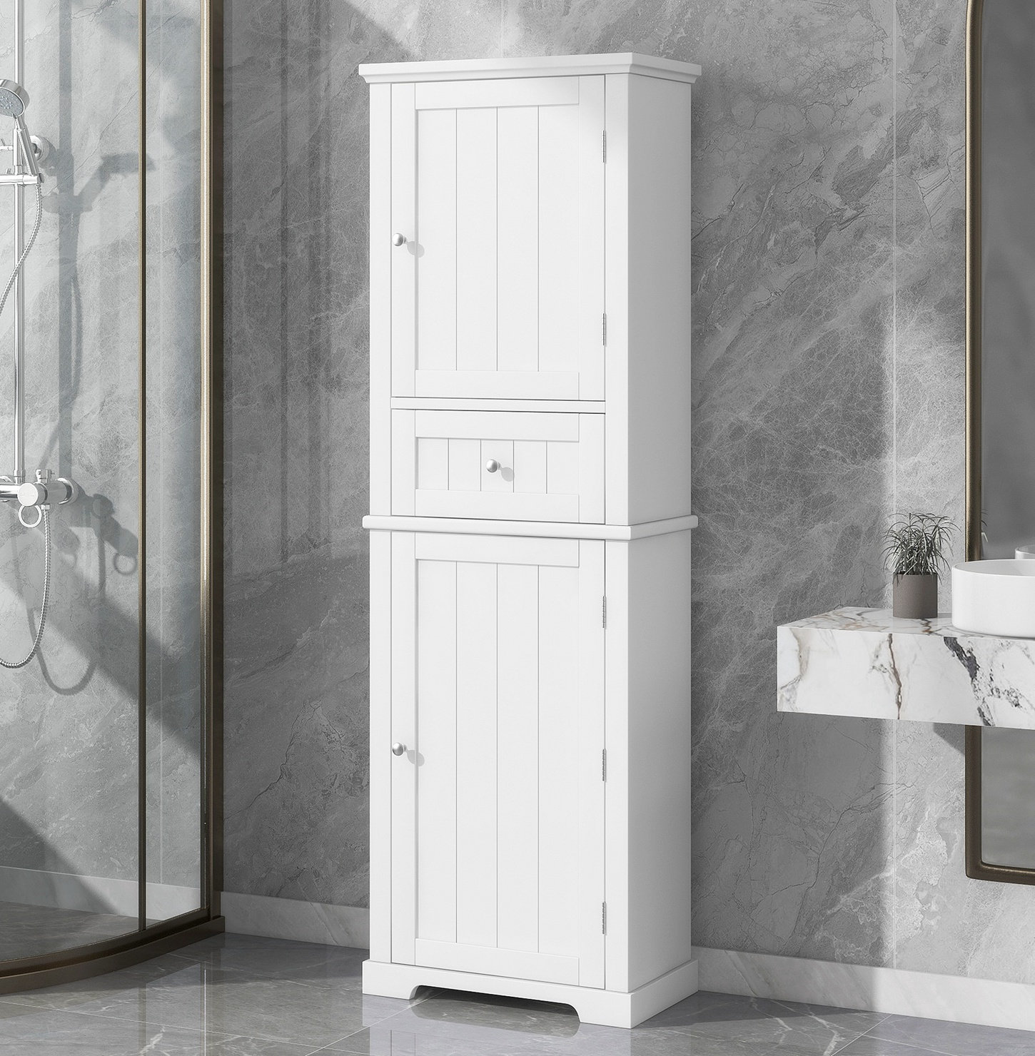 Wildon Home® Dontre Freestanding Linen Cabinet Bathroom Cabinet ...