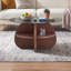 Table basse ronde avec plateau en verre trempé gris et base de rangement en noyer pour les salons