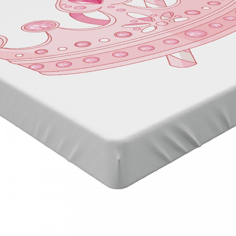 Pink Princess Crown and Wand Microfiber Full Fitted Sheet