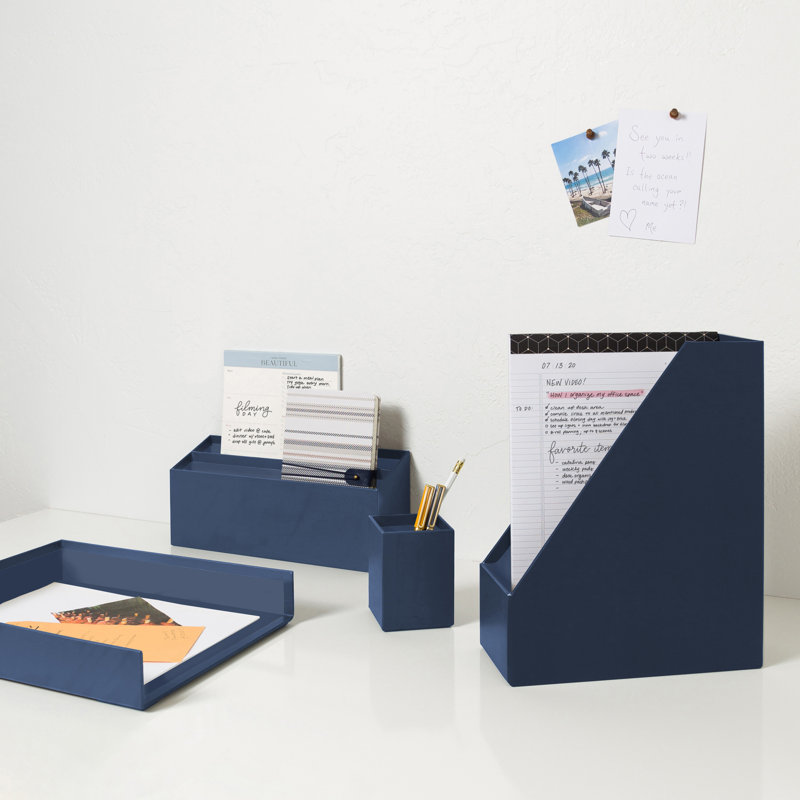 Justinia Cardboard Desk Organizer Set, Navy
