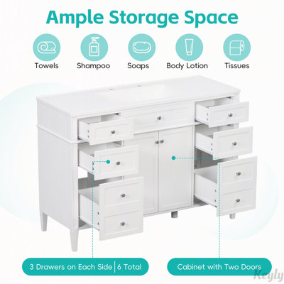 Ensemble de meuble-lavabo 48 po avec 6 tiroirs 48 po