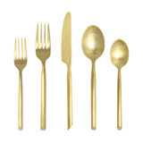 Fortessa Capri 18/10 Stainless Steel 20 Piece Flatware Set (Service for 4), Brushed Gold