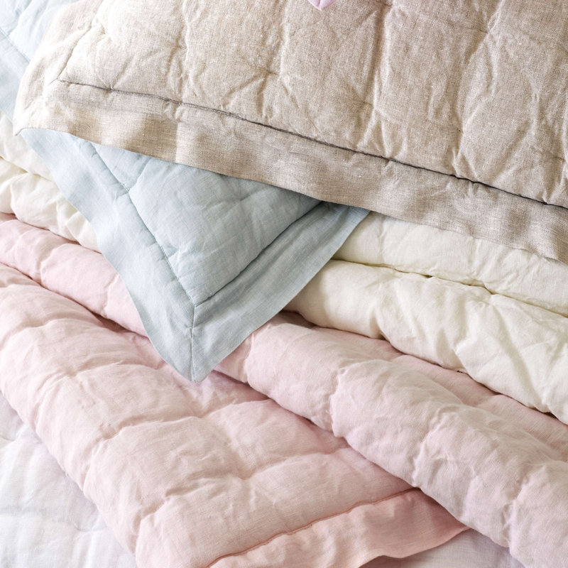 Lush Linen Puff, Sky, Full/Queen Quilt