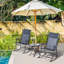 Ensemble bistro 3 pièces pour terrasse, chaise pliante avec table basse et table basse en verre pour cour, terrasse, terrasse