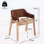 Chaises de salle à manger rembourrées avec accoudoirs, tissu brun confortable et structure en bois d'hévéa naturel durable, ensemble de 2