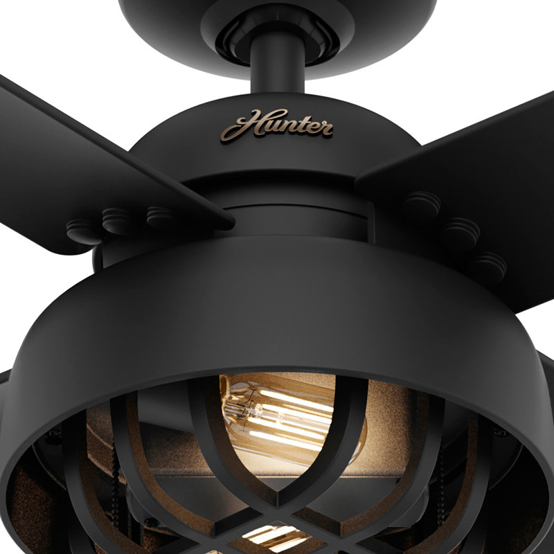 52" Matte Black Indoor/Outdoor Ceiling Fan with LED Light Kit