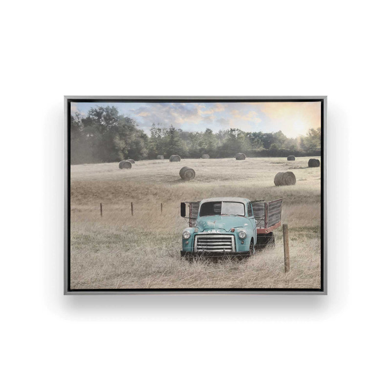 «Old Hay Truck» par Lori Deiter, reproduction d'art, Framed Canvas, Argent, 48 W x 36 H