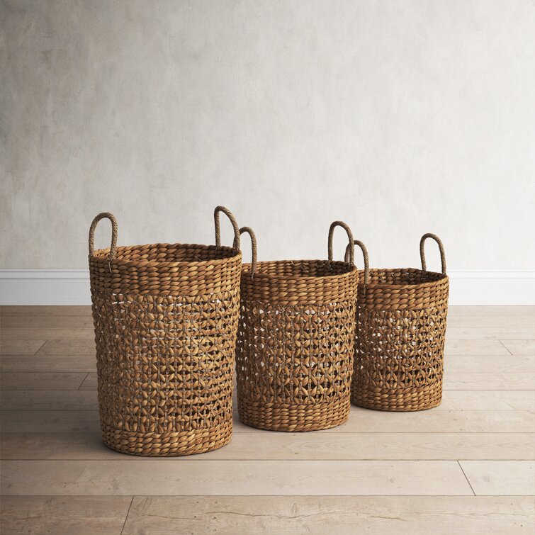 Sorbus Seagrass Baskets with Liner, Set of 3 - Neutral
