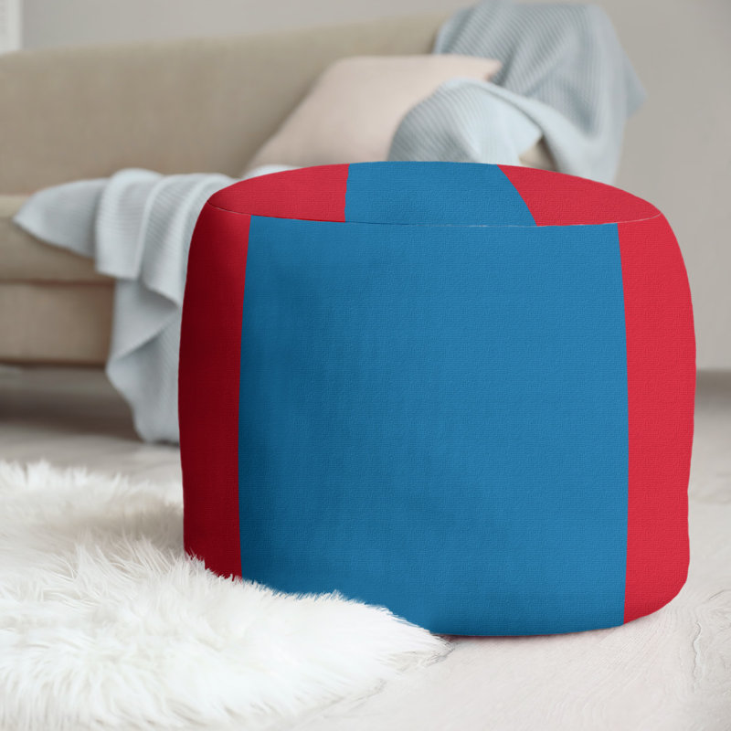 Repose-pieds cubique rond à rayures 20,5", Rouge / bleu poudre / rouge