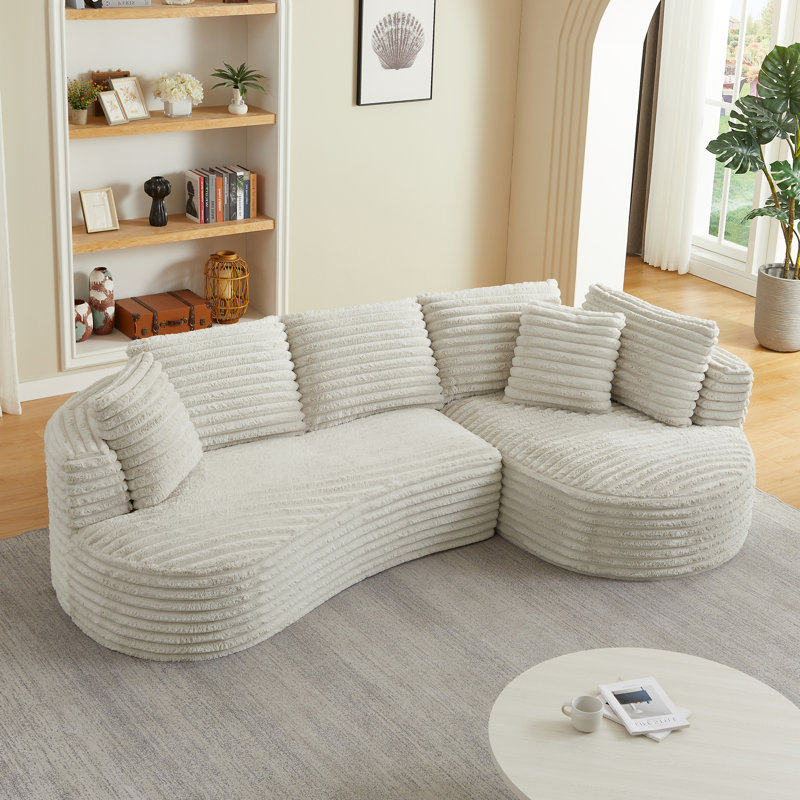 Canapé modulaire surdimensionné moderne en forme de L surdimensionné, Crème, crème