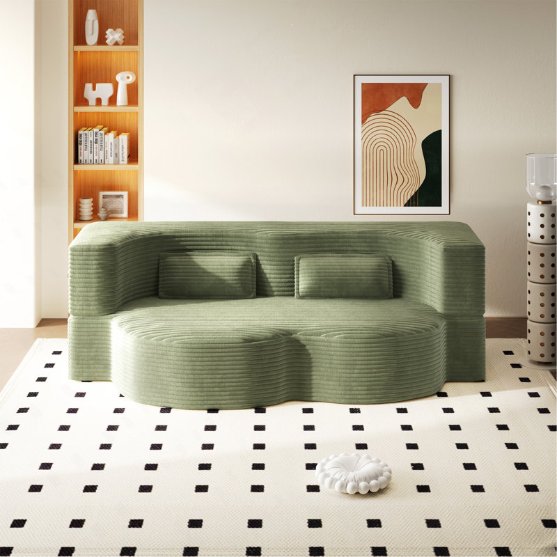 Matelas simple pliable de 15 po pour le salon, canapé de sol moderne avec 2 coussins, canapé-lit convertible en velours côtelé, lit d'invité, salle de jeux, aucun assemblage requis