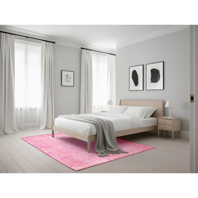 Tapis contemporain rose, Rectangle 5 pi x 7 pi