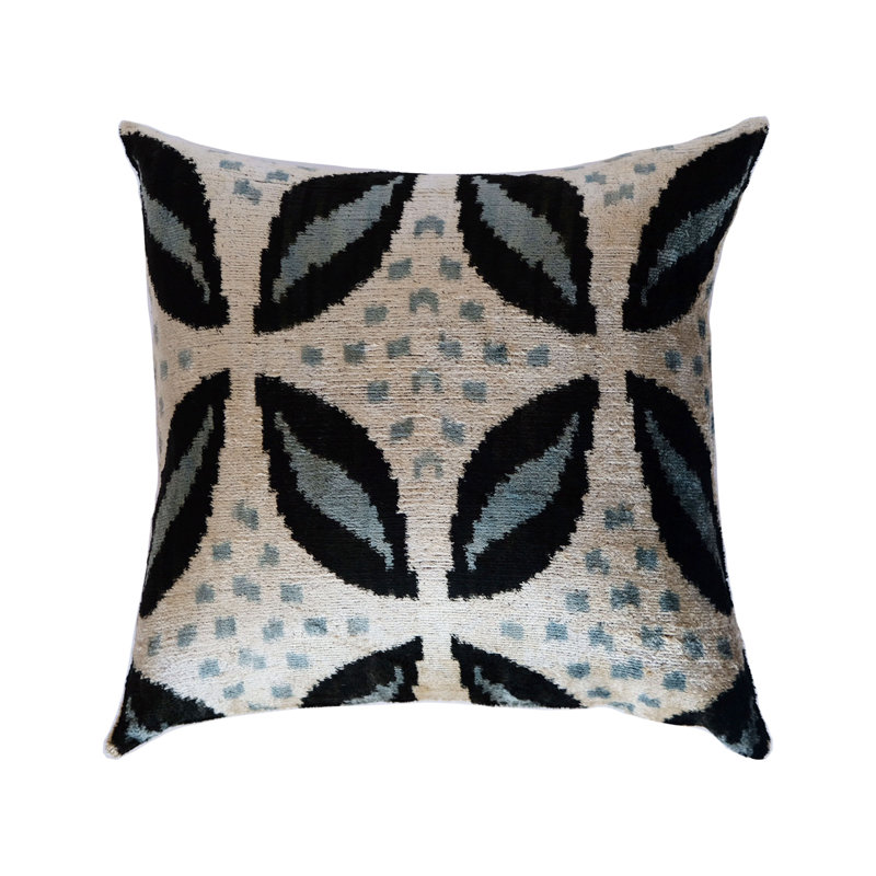 Kara Feather Throw Pillow, 20" x 20", Black/Gray/White Geometric 5