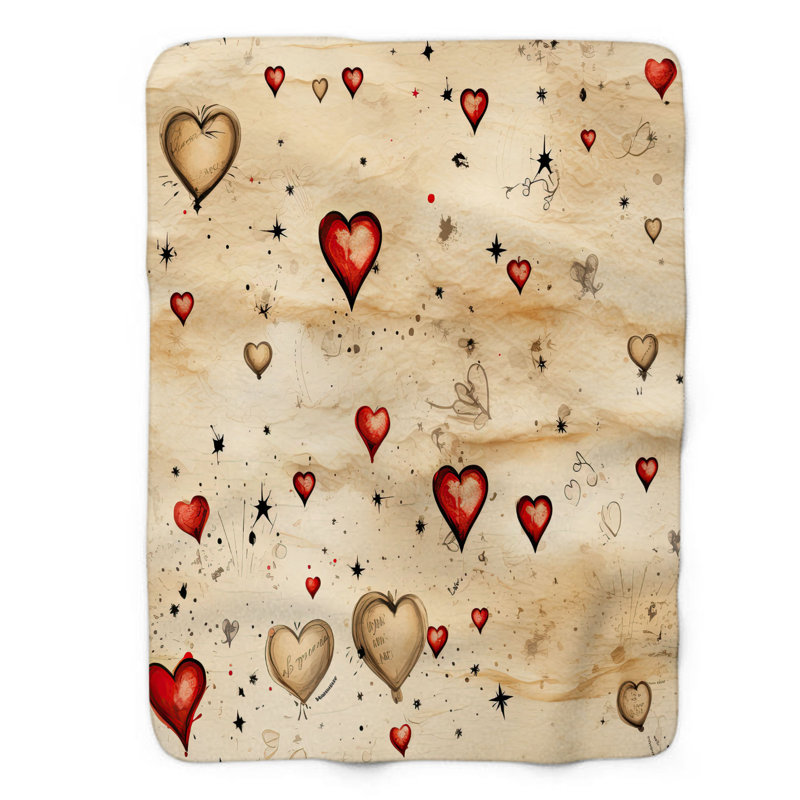 Jeté antique Heartfelt - jeté Sherpa de qualité supérieure 1 pièce, 60 po x 80 po