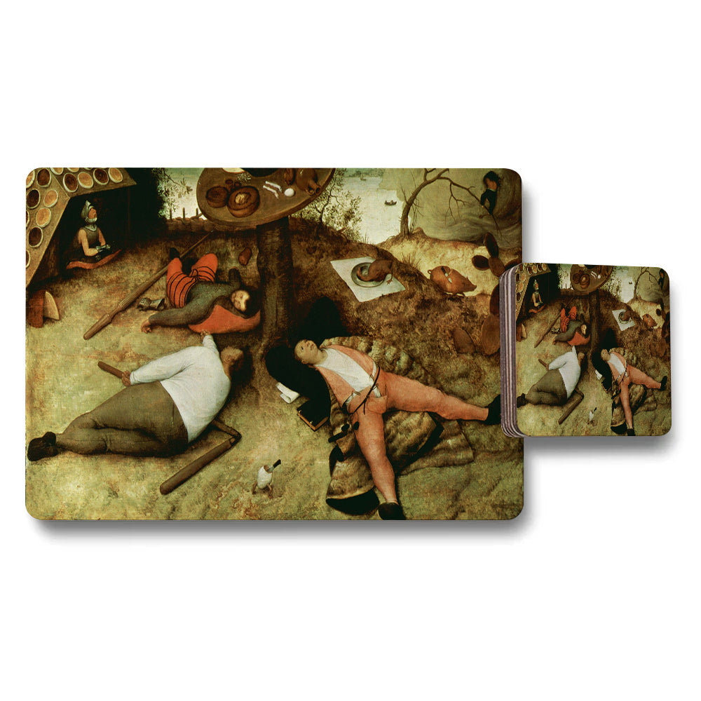 Placemat and Coaster Set Featuring Classic Landscape Painting Artwork