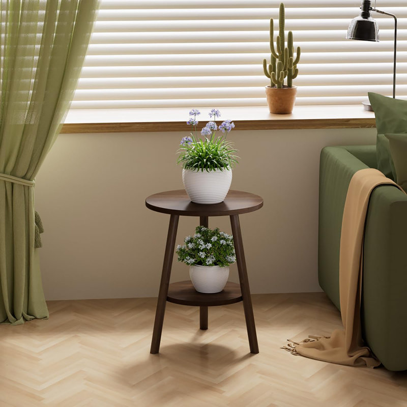 Table d'appoint ronde double épaisseur, Noyer, Noyer