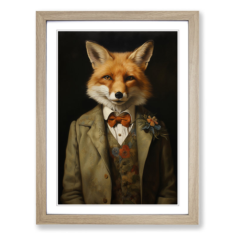Fox Victorian - Framed Print, Oak, 34cm H x 25cm W x 2cm D