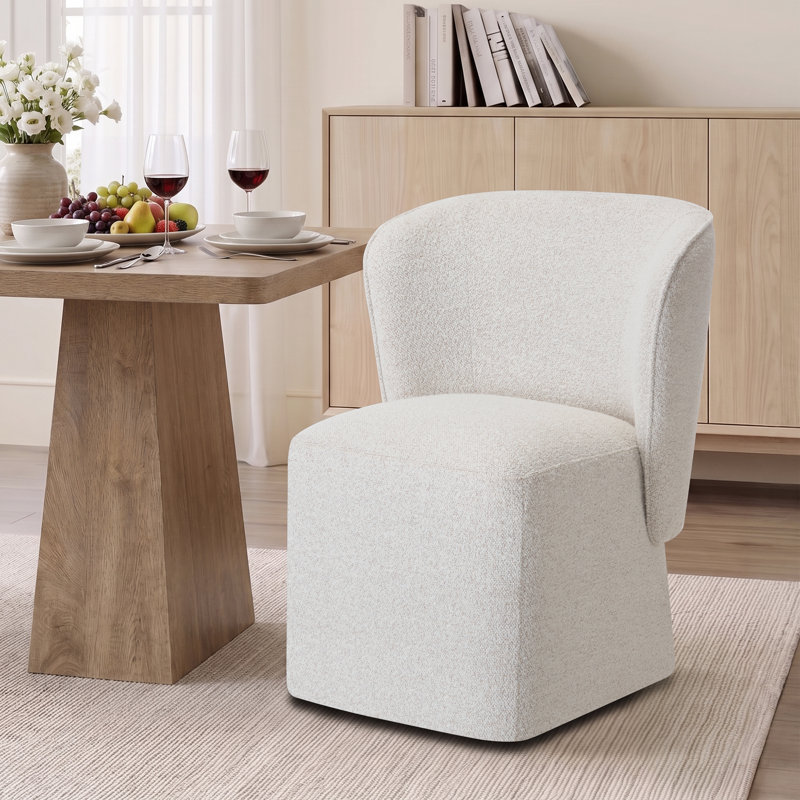 Chaise de salle à manger pivotante rembourrée Boucle, Beige