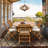 6 - Person Teak Wood Patio Dining Set with Round Table , Cushions Included