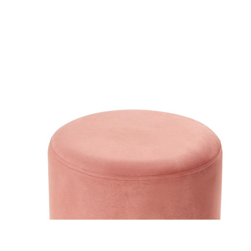 Amanat 35cm Wide Velvet Round Solid Colour Pouffe Ottoman, Pink