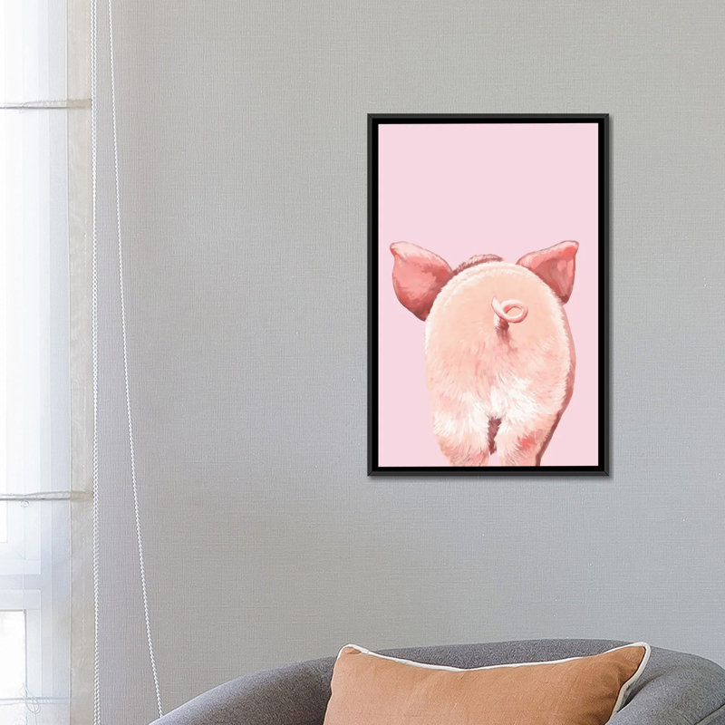 Art de cochon, Toile avec cadre noir, H 26 po x l 18 po x P 1,5 po