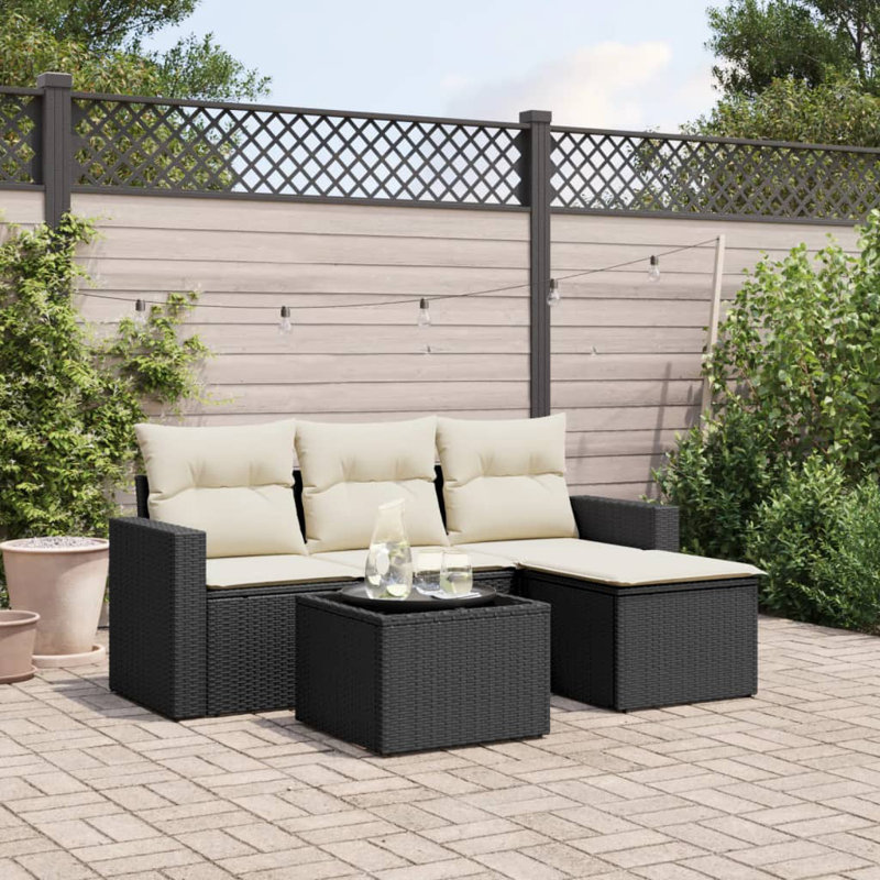 Ensemble de canapé de jardin noir pour l'extérieur